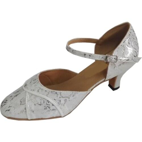 Customized Heel Hand-made Womens Closed Toe Ballroom Party Modern Latin White Professional Evening Social Dance Shoe