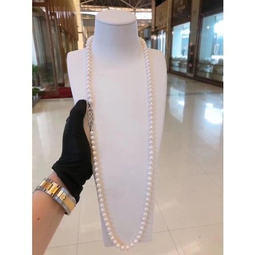 922 Fine Jewelry Natural Fresh Water Pearls 8-9mm White Peals Necklaces for Women Fine Pearls Necklaces