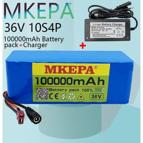 100% Original 36V battery 10S4P 100Ah battery pack 1000W high power battery 42V 100000mAh Ebike electric bike BMS+42V2A Charger