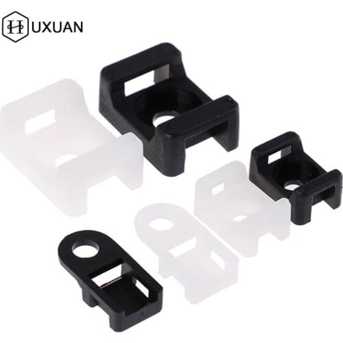 100PCs Cable Tie Mount Wire Buddle Saddle Type Plastic Holder White Black