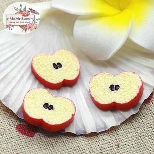 Apple slice 20PCS 16mm Resin Flatback Cabochon Miniature Food Art Supply Decoration Charm DIY craft