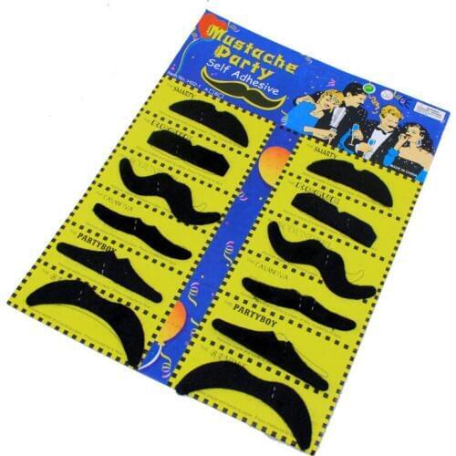 240set Self Adhesive Fake Mustache 12pcs/Set Novelty Black Funny Fake Beard Whisker for Masquerade Party Performance ZA5297