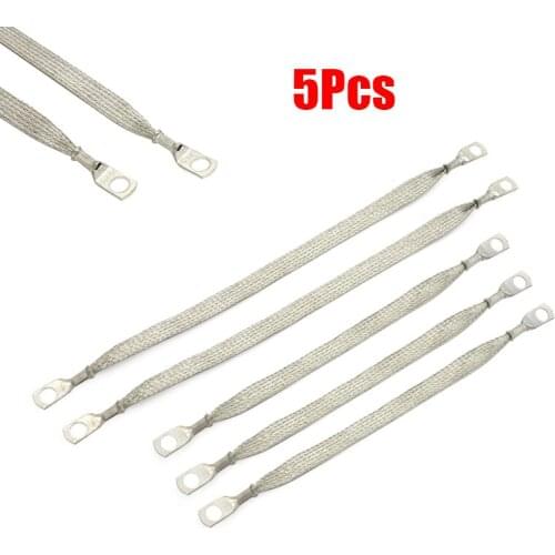 5Pcs Universal Engine Ground Strap Wires Connections 3-10" and 2-13" Tinned Copper Flat Braid Strap for All Types Of Truck Car