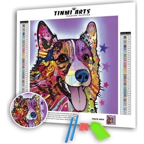 5D DIY Diamond Paintings Animal Full Drill Round AB Makeup Dog Embroidery Cross Stith Kit Rhinestones Mosaic Art Decor Home