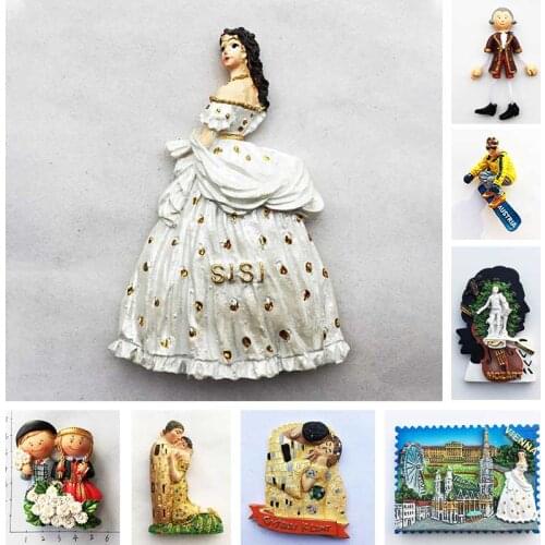 Austria Fridge Magnet Vienna Tourist Souvenirs Magnetic Refrigerator Sticker Sisi Princess Mozart Gift Kitchen Home Decoration