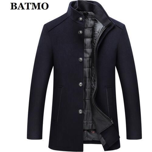 BATMO 2019 new arrival autumn&winter high quality wool thicked trench coat men,mens wool jackets ,plus-size M-XXXL AL 02