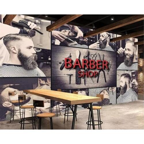 Large custom wallpaper 3D stereoscopic modern hairdressing fashion barbershop background wall painting 3d wallpaper beibehang