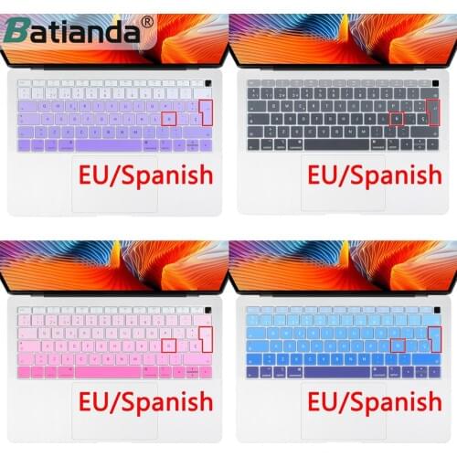 Euro Spanish keyboard Cover for Macbook Air 13 2019 & Touch ID Dust Proof Protector Gradual Change Colors Mac book 13.3" A1932