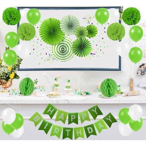 Birthday Baby Shower Wedding Party Decoration Banner Balloons Tissue Paper Pom-Poms Fans Flowers Decor Pink Green Blue Black