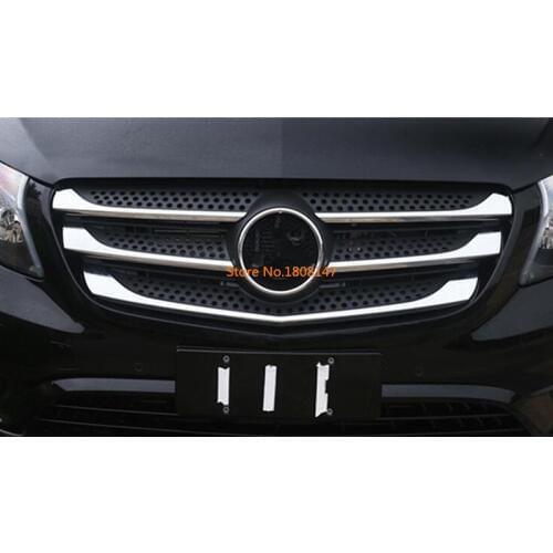 For Mercedes Benz Vito W447 2017 2018 2019 cover ABS chrome racing engine trim Front up Grid Grill Grille hoods part