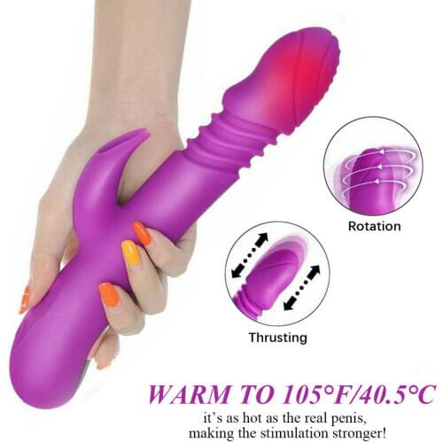 Heating Automatic Thrusting Dildo Rabbit Vibrator Clit Stimulator Sex Machine Women Erotic Toys Vagina Massager Rechargeable