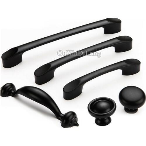 Classic Black 10PCS European Solid Zinc Alloy Kitchen Cabinet Door Handles Cupboard Wardrobe Drawer Cabinet Pulls Handles&Knobs