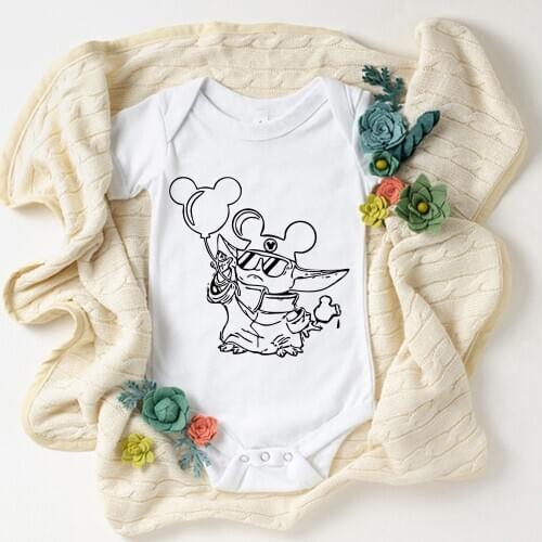 Baby Rompers Infant Jumpsuit for Boy Girls Fashion Newborn Clothes Summer Mandalorian Baby Yoda Mickey Hat Clothing Costume