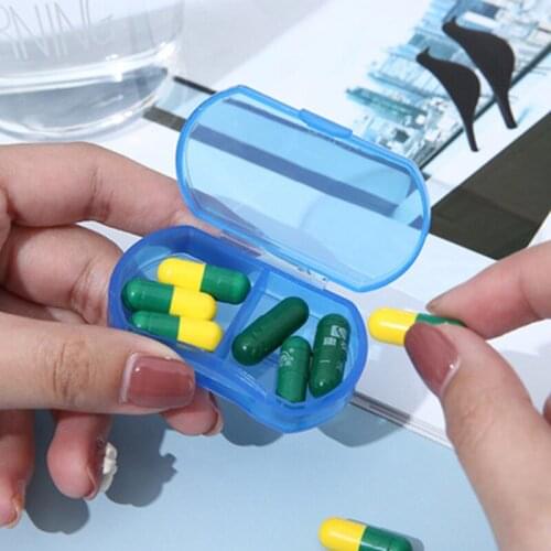 Mini Portable Small Medicine Box, Transparent 2-compartment Storage Box, Plastic Sub Packed Pill box, Convenient to Carry