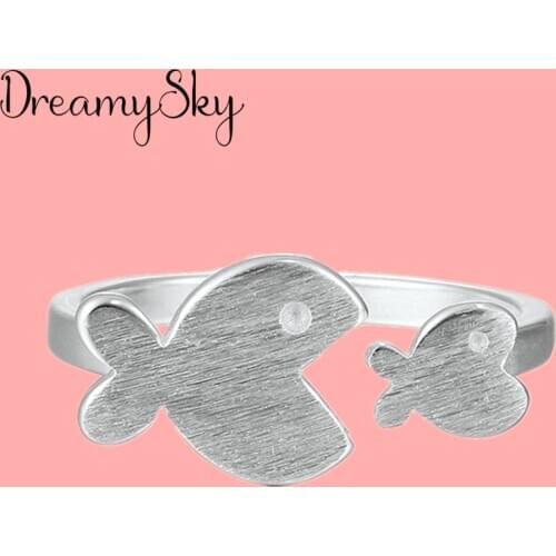 Korean Open Adjustable Fish Finger Rings for Women Wedding Ring Jewelry Valentines Day GIFT