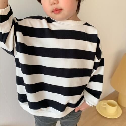 Girls Korean Striped Tops 2021 Spring New Childrens Sweatshirt Baby Autumn Long Sleeve Sweatshirt Jacket Toddler Striped Tops