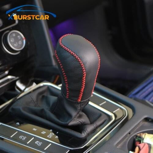 Xburstcar Leather Car Gear Head Shift Knob Cover Case for VW Golf 6 7 MK6 MK7 GTI DSG Tiguan POLO BORA Passat B7 Tiguan Touran