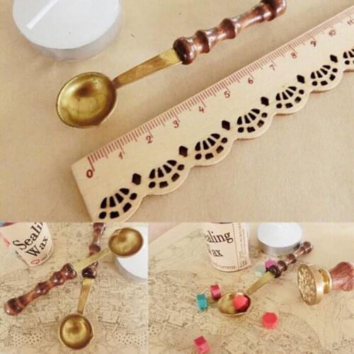 Hot sell Brass And Wood Spoon For Melt Wax Melted Dissolve Seal Stamp Envelope Craft S