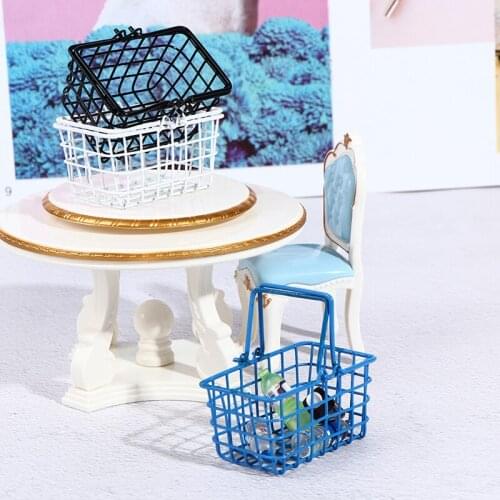 1/12 Scale Dollhouse Miniature Supermarket Shopping Basket Mini Trolley Furniture Accessories