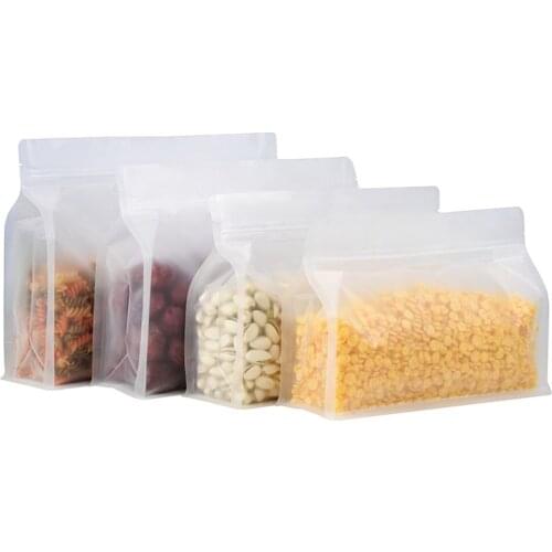 50pcs/Lot Frosted Transparent Plastic Bags Heat Seal Zip Lock Stand-Up Pouches Reusable Resealed Food Storage Bag