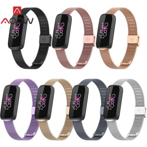 Milanese Loop for Fitbit Luxe Fitness Bracelet Slim Stainless Steel Strap Men Women Metal Replacement Belt Wrist Band Rose gold