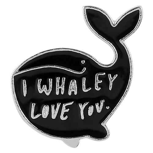 Cartoon whale brooch animal I love you pin Gifts between couples Lover The sea Symbol forever Denim Wear badge