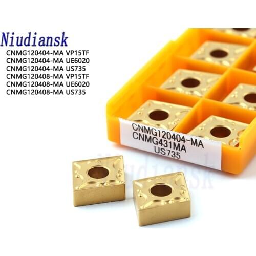 10Pcs Carbide insert CNMG120404 CNMG120408 MA VP15TF UE6020 US735 External Turning Tools CNC Carbide insert Lathe cutter Tool
