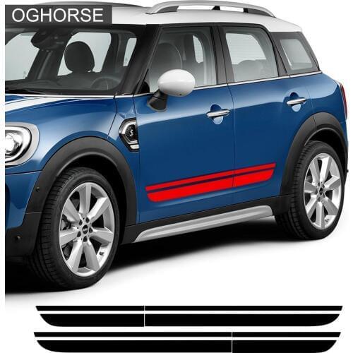 2pcs Car Styling Door Side Stripes Skirt Sill Decal Sticker for Mini Cooper S Countryman F60 2017-Present Accessories