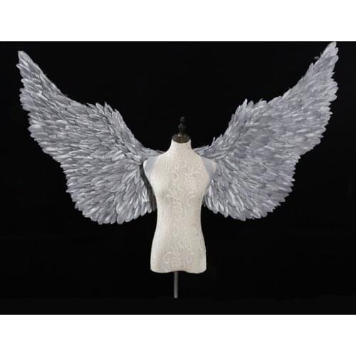 2020 new Adult big size Silver Feather angel Wings Photo Prop for Cosplay Show Halloween Costume Wedding party Family gathering