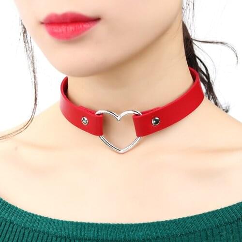 2021 New Stainless Steel Heart Chokers Necklaces Charm female chokerTrendy mix Colorful Leather Buckle Belt for Women maxi colar
