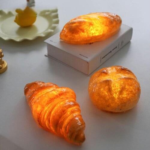 Novelty Simulation Bread Croissant Light Led Night Light Croissant-shaped Simulation Bread Light for Bedroom Decor Night Lamp
