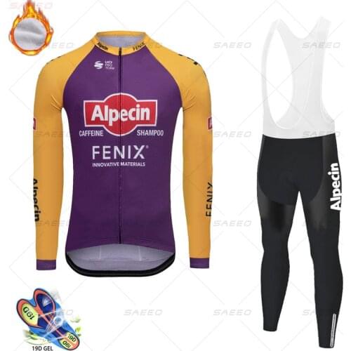 New Alpecin Fenix Team 2021Men Winter Cycling Clothing Road Bike Warm Cycling Jersey Suit Thermal Fleece Ropa Invernale Ciclismo