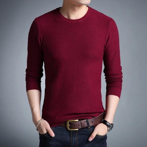 New Arrive O Neck Long Sleeve All Match Fashion Sweater Man Casual Wear Beige Red Pullover Man Slim Mens Pullover Sweaters Male