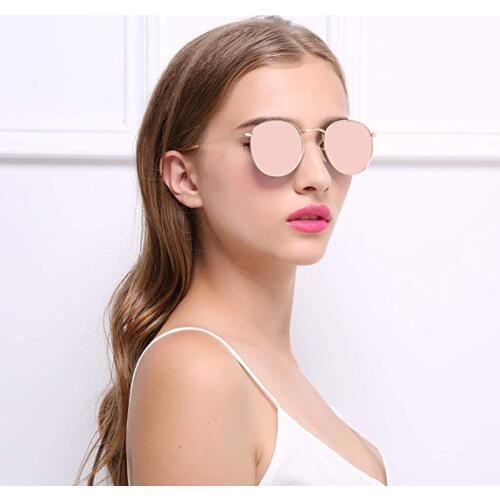 Cycling Eyewear Round Gold Frame Sunglasses Fashion Colorful Glasses Womens Decorative Polarized Mirrored Lens Sunglasses