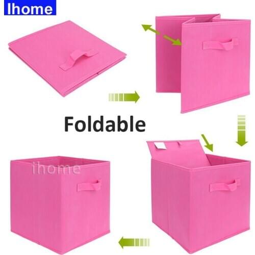 2pc High Quality foldable fabric box Home Organizer Storage Box Basket Colourful Nonwoven Fabric Foldable Square Folding Pouch