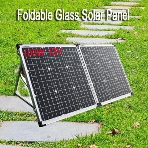 Glass Solar Panel 100W(2Pcs x50W) 20A Controller Foldable Solar Panel 12V Efficiency Solar Cell System Photovoltaic Panel