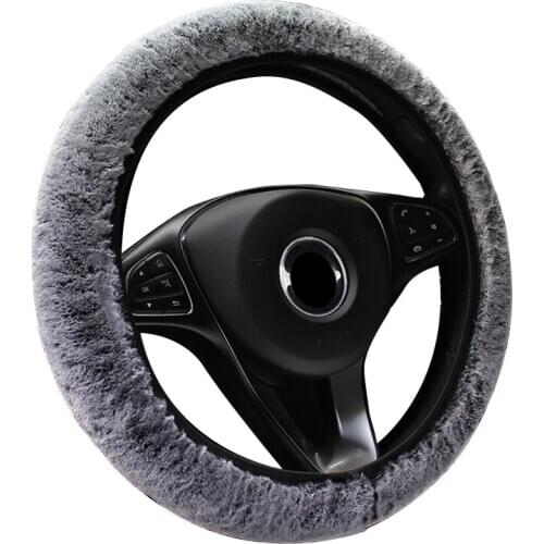 High Density Plush Warm Car Auto SUV Steering Wheel Cover No Inner Ring Wrap For 37-38CM/14.5" -15" M Size Car Styling Protector