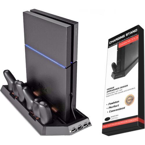 PS4 Dual Controller Charger Charging Dock Station Cooler Cooling Fan Vertical Stand With 3 USB Power HUB for Sony Playstation 4