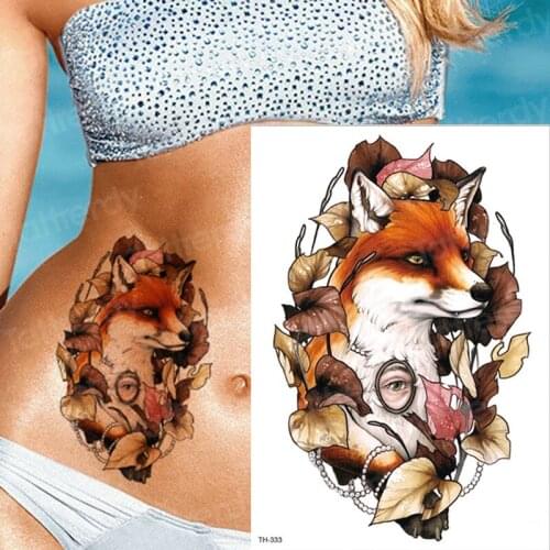 Waterproof temporary tattoos sleeves for men women tattoos anime water color fox tatoo wolf sexy stickers body tattoo removable