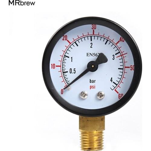 Co2 Regulator Replacement,Low Pressure Regulator Gauge, 0 ~ 4 Bar, 0 ~ 60 PSI, Right Hand Thread - 1/2"NPT