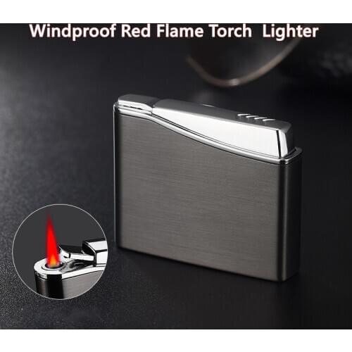 Red Flame Fashion Personality Metal Lighter Circulating Charge Gas Windproof Lighter Cigar Smoking Accessories Gadgets for Men