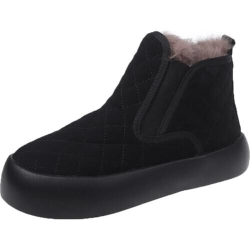 Snow Boots Womens Fur And Fur One Body 2020 Winter New Plush Cotton Shoes Thick Bottom Short Boots Net Red Thin Boots