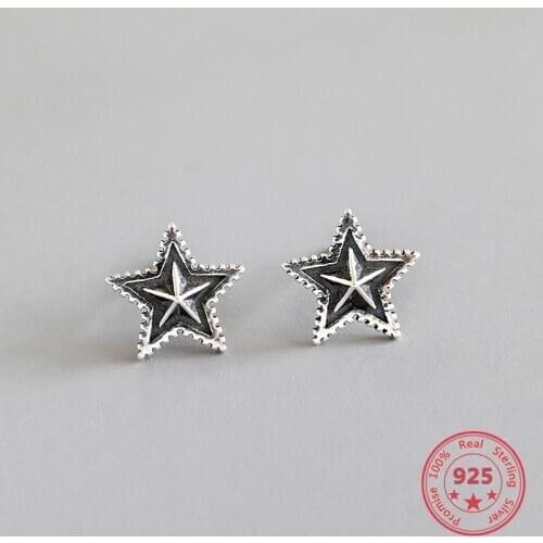 Real 925 Sterling Silver Fashion Star Stud Earrings for Women Elegant Wedding Jewelry Retro Pendientes Mujer Moda 2020 Brincos