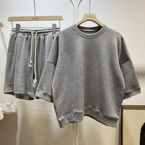 2021Womens Summer Two Piece T-Shirt Cute Home Suit Clothes Loose Sets Outfits Female Casual Gray White Homewear XL Top T-Shirt