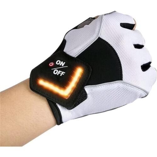 1Pair Outdoor Cycling LED Turn Signal Gloves Mountain Bike Short Finger Gloves Non-slip Breathable Bicycle Half Finger Gloves
