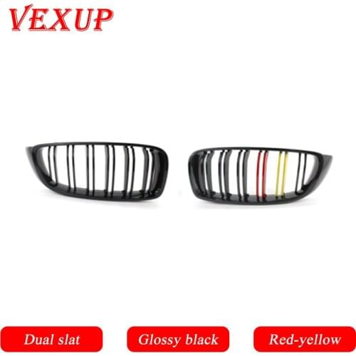 VexUp 1 Pair Gloss Black Front Kidney Grille Double Slat M4 Sport Style Grill for BMW F32 F33 F36 F82 Cabriolet Coupe