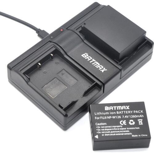 2PC 7.4V 1260mAh Li-ion NP-W126 NP W126 Batteries+Dual USB Charger for Fujifilm Fuji NP-W126 NPW126 BC-W126 BCW126 X-T10 XT10