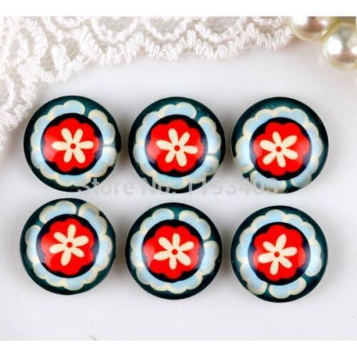 40PCS 12mm)/Round12mm 20mm 25mm 30mm Glass Cabochon DIY For jewelry finding Cameo Setting ,Dome Flat Back Beads-Flower-142-8