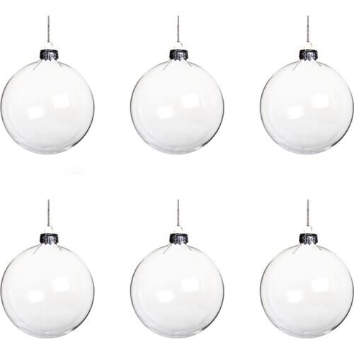 6Pcs 8cm DIY Christmas Tree Hanging Ball Transparent Acrylic Ball Clear Plastic Fillable Ball Ornament