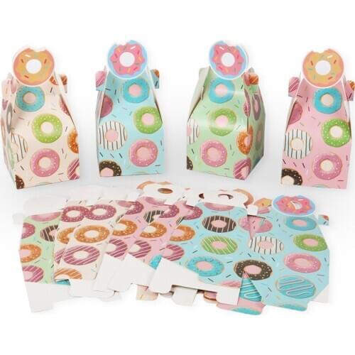 8pcs Donut gift box donut paper candy box theme birthday party decor packaging box bag baby shower donut grow up party supplies